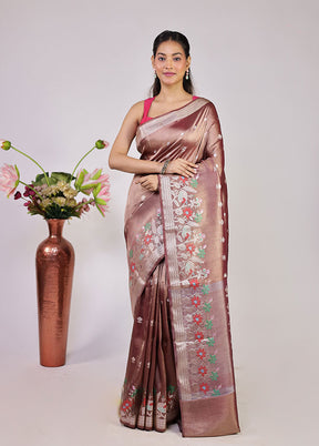 Twilight Twin Duo – Pink Dupion Silk & Grey Tissue Silk Sarees