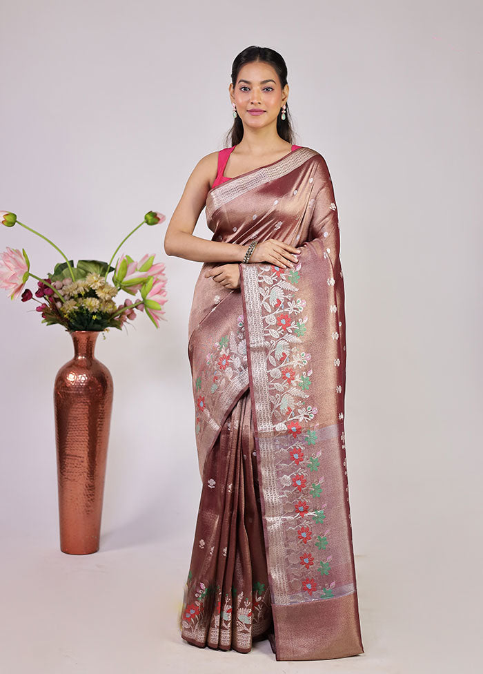 Twilight Twin Duo – Pink Dupion Silk & Grey Tissue Silk Sarees