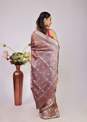 Grey Tissue Silk Saree With Blouse Piece