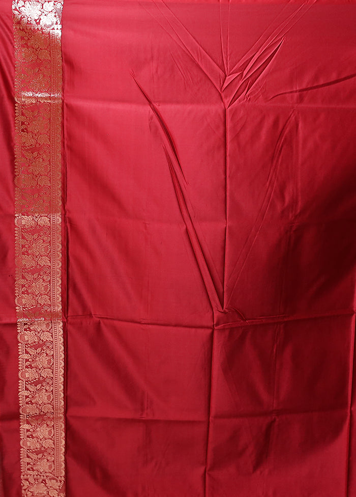 Red Banarasi Silk Saree With Blouse Piece
