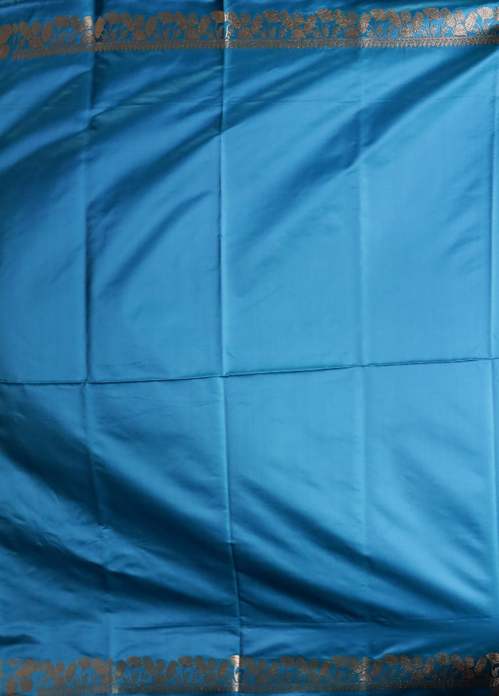 Blue Banarasi Silk Saree With Blouse Piece
