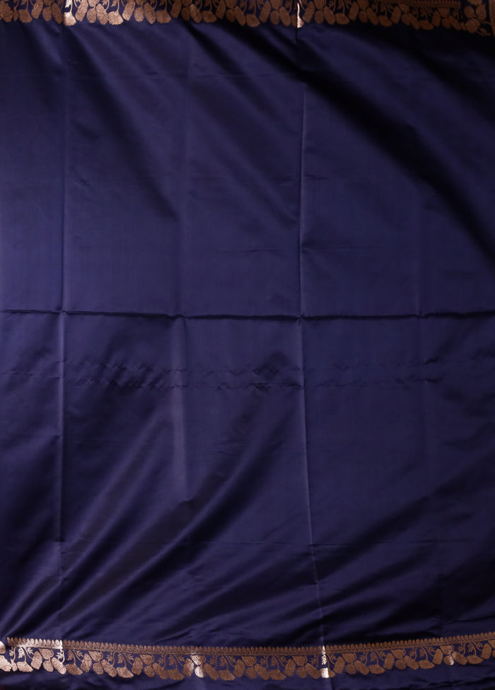 Blue Banarasi Silk Saree With Blouse Piece