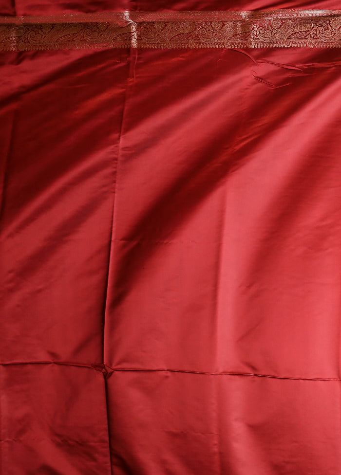 Maroon Banarasi Silk Saree With Blouse Piece