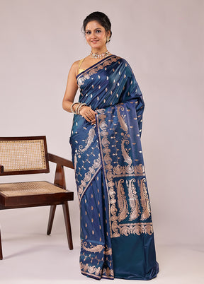 Green Banarasi Silk Saree With Blouse Piece