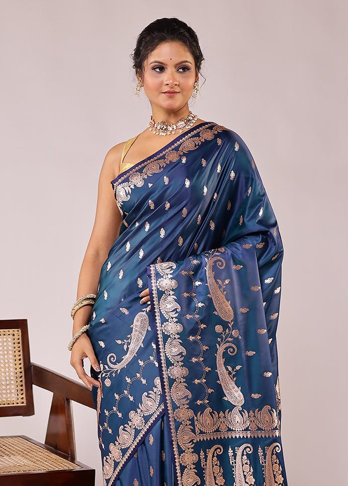 Green Banarasi Silk Saree With Blouse Piece