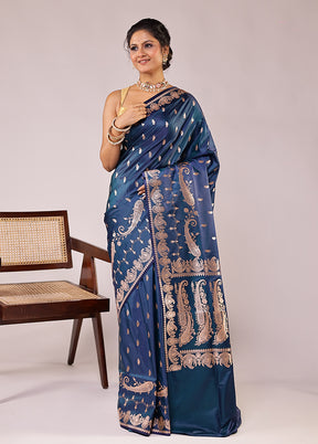 Green Banarasi Silk Saree With Blouse Piece