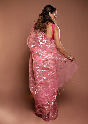 Pink Organza Saree With Blouse Piece