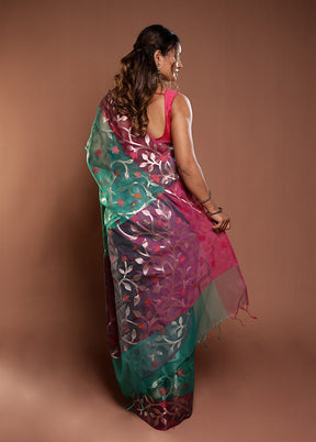 Green Organza Saree With Blouse Piece