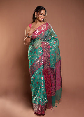 Green Organza Saree With Blouse Piece