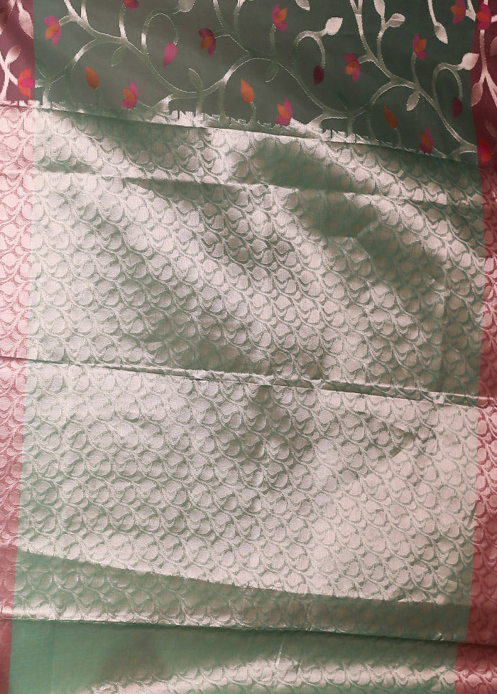 Green Organza Saree With Blouse Piece