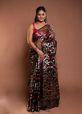 Black Organza Saree With Blouse Piece
