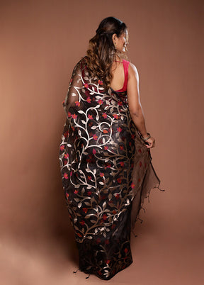 Black Organza Saree With Blouse Piece