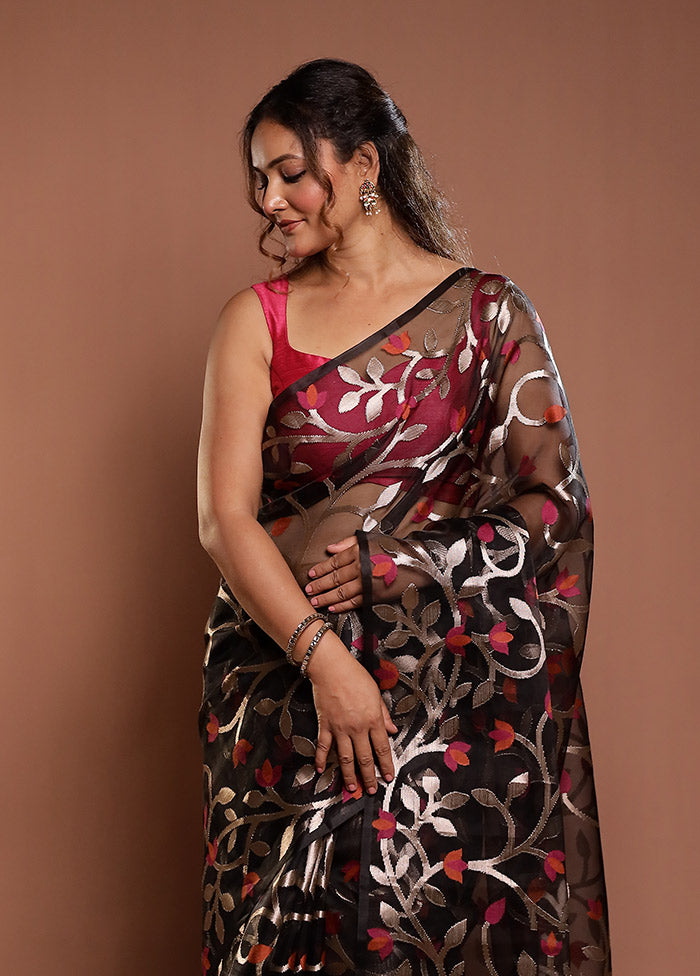 Black Organza Saree With Blouse Piece