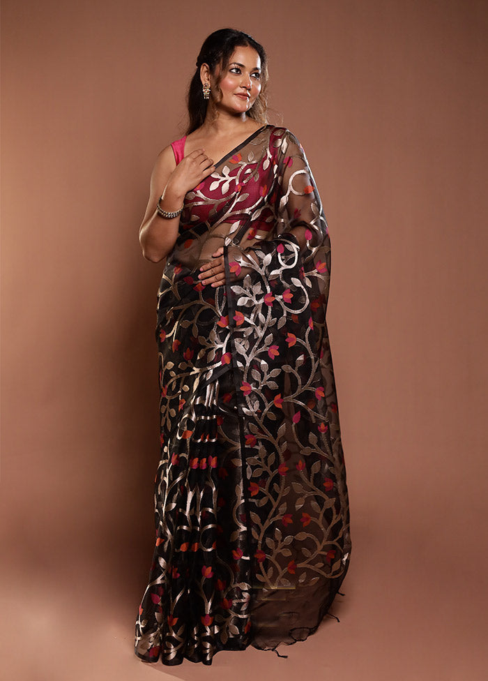Black Organza Saree With Blouse Piece