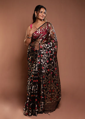 Black Organza Saree With Blouse Piece