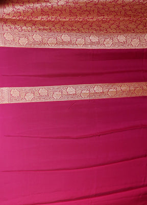 Pink Handloom Pure Georgette Saree With Blouse Piece
