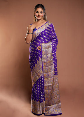 Blue Handloom Pure Georgette Saree With Blouse Piece