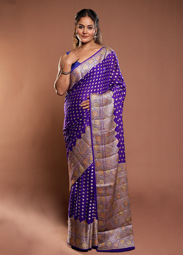 Blue Handloom Pure Georgette Saree With Blouse Piece
