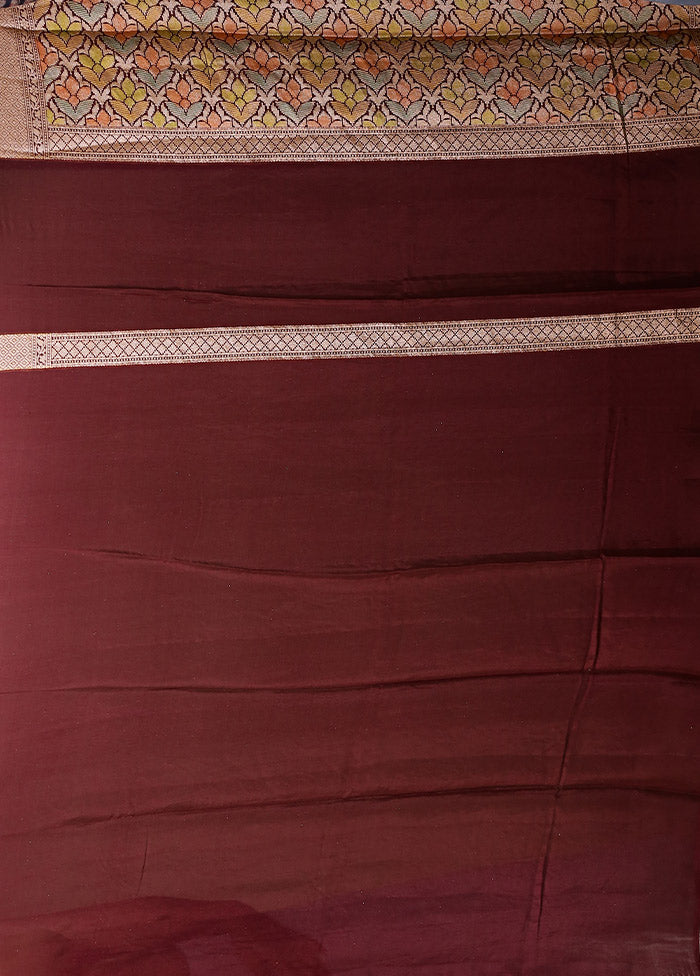 Brown Handloom Pure Georgette Saree With Blouse Piece