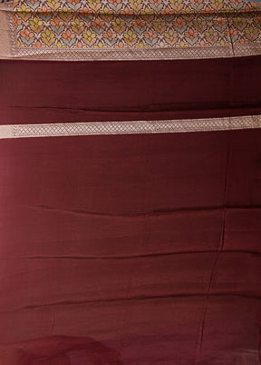 Brown Handloom Pure Georgette Saree With Blouse Piece