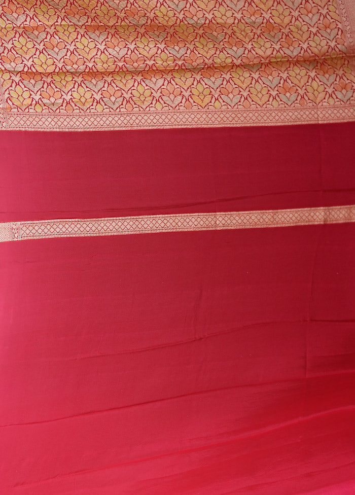 Pink Handloom Pure Georgette Saree With Blouse Piece