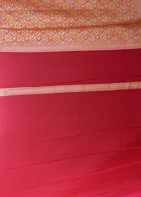 Pink Handloom Pure Georgette Saree With Blouse Piece
