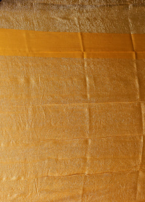 Yellow Handloom Pure Georgette Saree With Blouse Piece