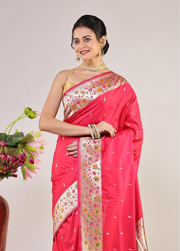 Pink Katan Silk Saree With Blouse Piece