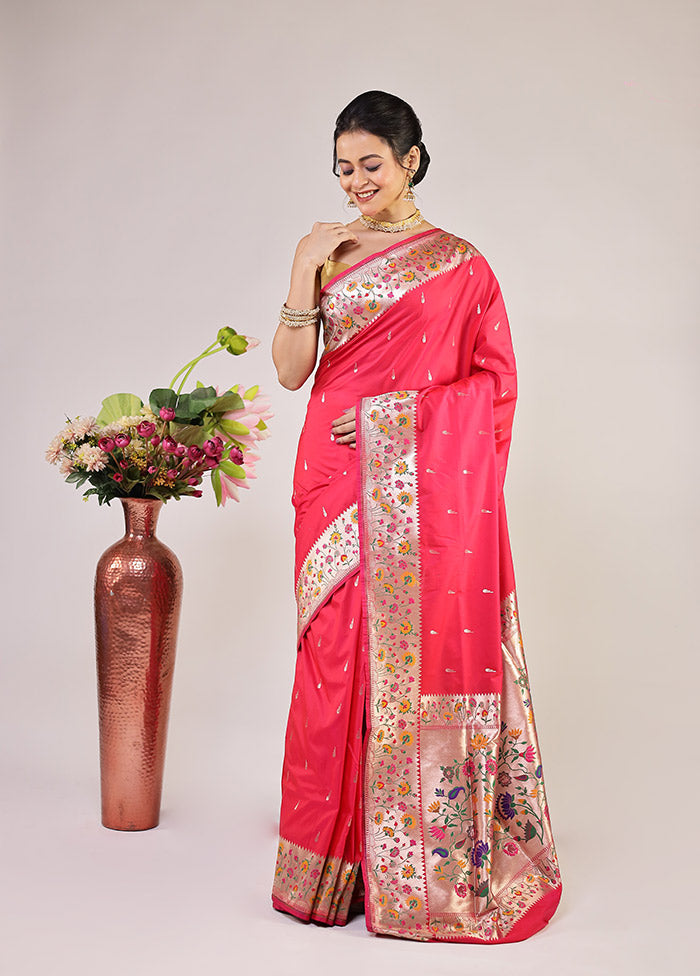 Pink Katan Silk Saree With Blouse Piece
