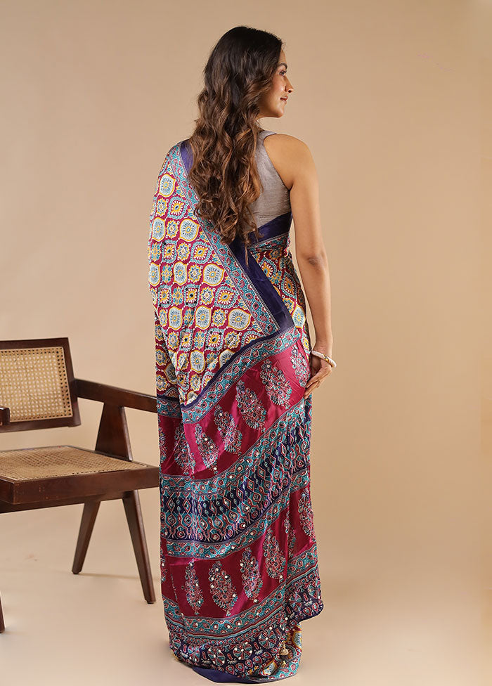 Multicolor Modal Silk Saree With Blouse Piece