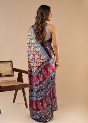 Multicolor Modal Silk Saree With Blouse Piece