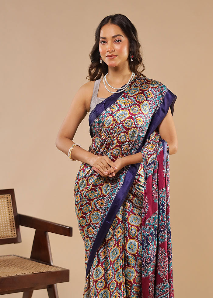 Multicolor Modal Silk Saree With Blouse Piece