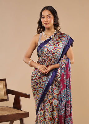 Multicolor Modal Silk Saree With Blouse Piece