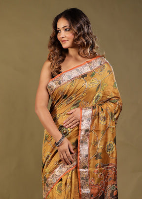 Multicolor Tussar Silk Saree With Blouse Piece