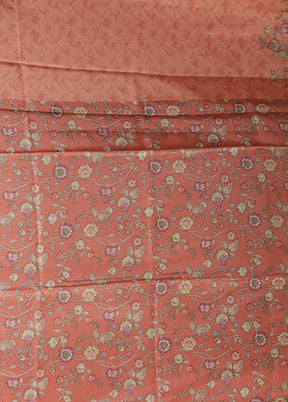 Peach Tussar Silk Saree With Blouse Piece