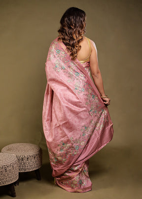 Purple Tussar Silk Saree With Blouse Piece