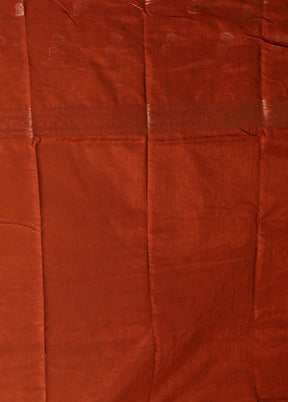 Rust Dupion Silk Saree With Blouse Piece