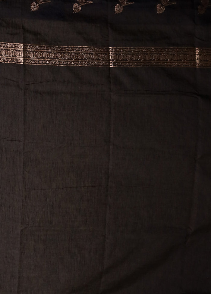 Black Dupion Silk Saree With Blouse Piece