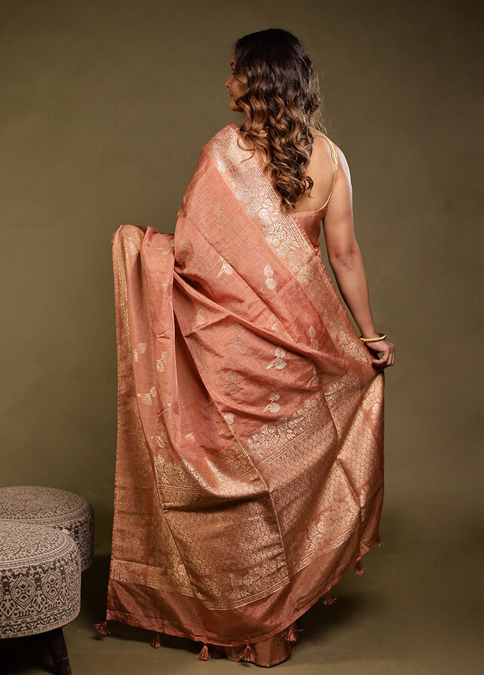 Cream Dupion Silk Saree With Blouse Piece