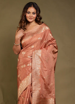Cream Dupion Silk Saree With Blouse Piece