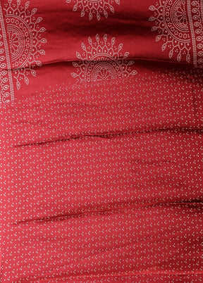 Red Printed Silk Saree Without Blouse Piece