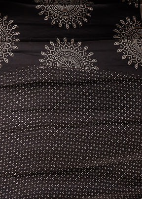Black Printed Silk Saree Without Blouse Piece