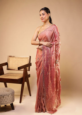 Pink Georgette Saree With Blouse Piece