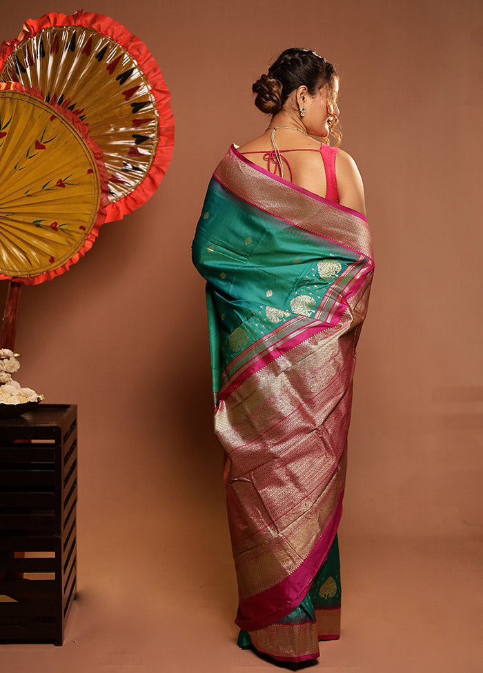 Green Kanjivaram Silk Saree With Blouse Piece