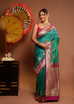 Green Kanjivaram Silk Saree With Blouse Piece