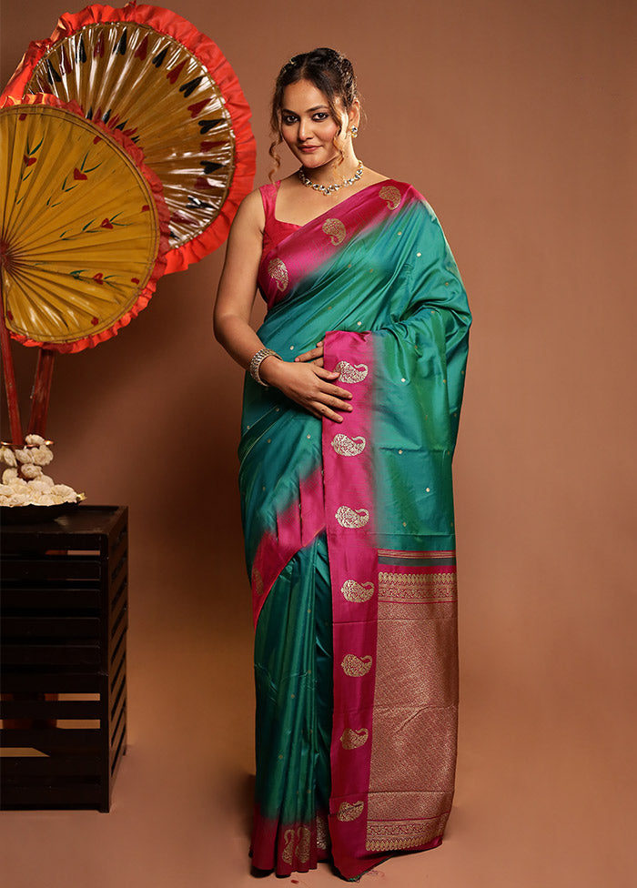 Green Kanjivaram Silk Saree With Blouse Piece