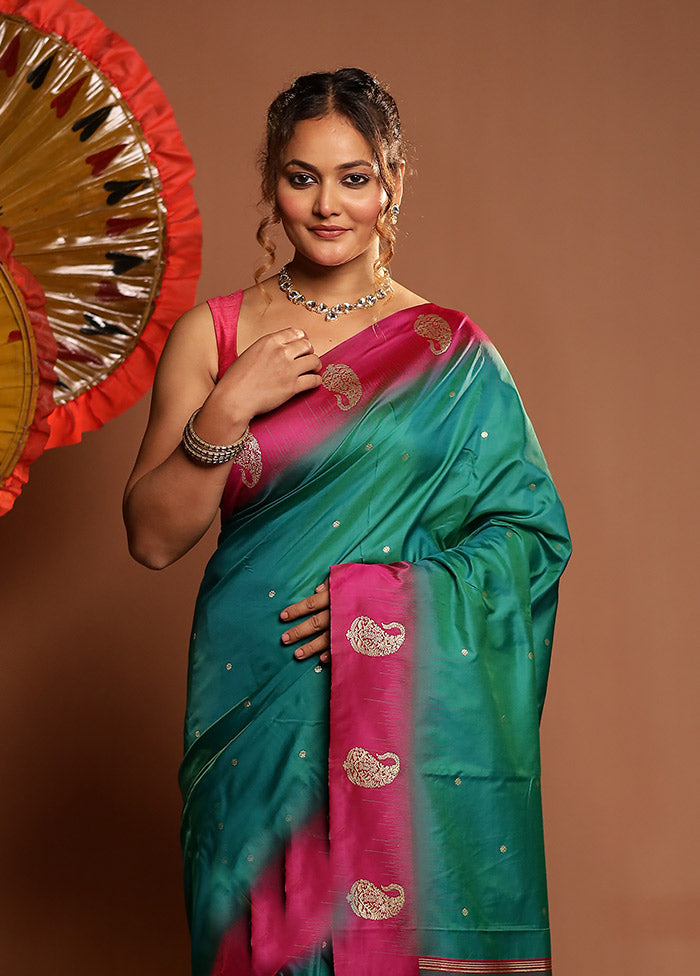 Green Kanjivaram Silk Saree With Blouse Piece