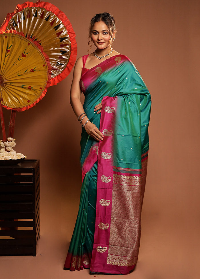Green Kanjivaram Silk Saree With Blouse Piece