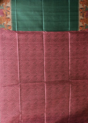 Green Tussar Silk Saree With Blouse Piece