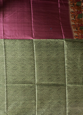 Purple Tussar Silk Saree With Blouse Piece